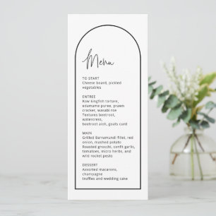 Simple Black & White Arch Wedding Menu Card