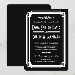 Simple Black & White Art Déco Invitations de maria