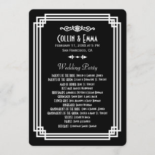 Simple Black & White Art Deco Wedding Programs