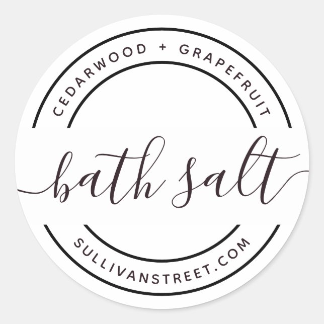 Simple Black White Bath Salt Label (Front)