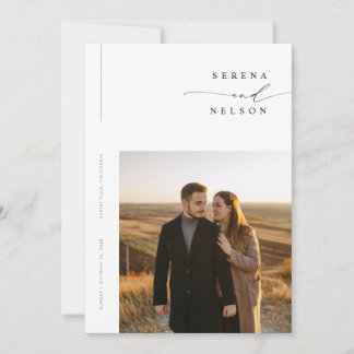 Simple Black & White Boho Photo Wedding Invitation