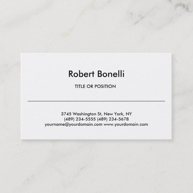 Simple Black White Business Card (Front)