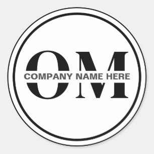 Simple Black & White Business Monogram Custom Logo Classic Round Sticker