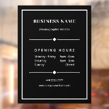 Simple Black White Business Office Opening Hours