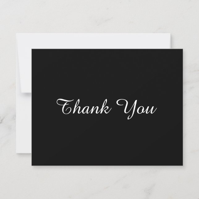 Simple Black White Business Script Thank You Card (Front)