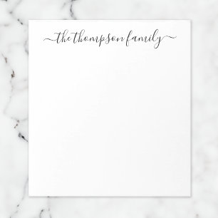 Simple Black White Calligraphy Family Name Notepad