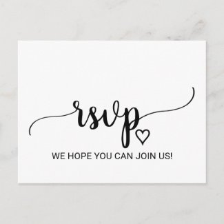 Simple Black & White Calligraphy Song Request RSVP Invitation Postcard