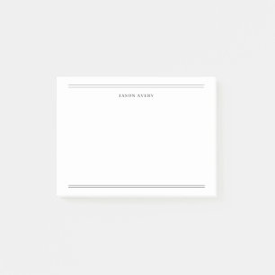 Simple Black White Classic Double Lines Post-it Notes