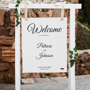 Simple black white classic wedding welcome sign