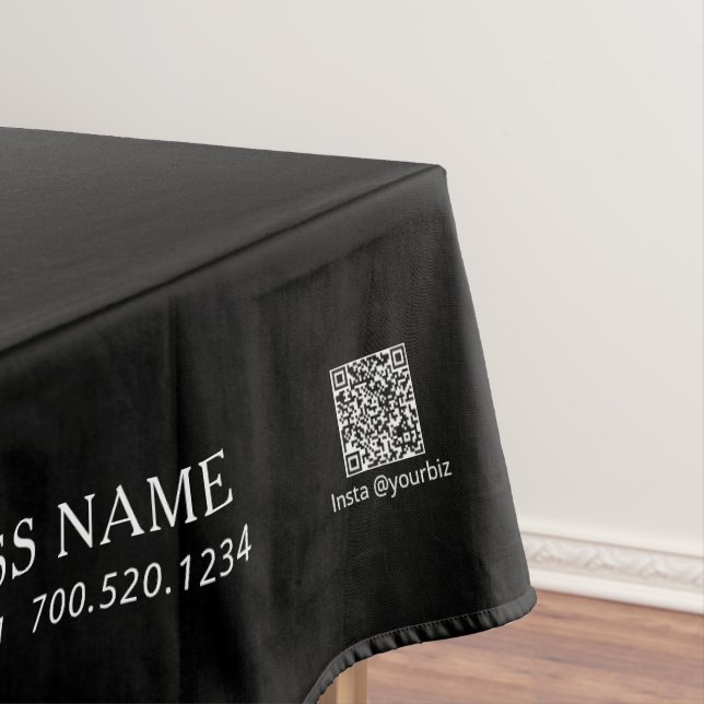 Simple Black & White Company Logo Craft Fair Tablecloth (In Situ)