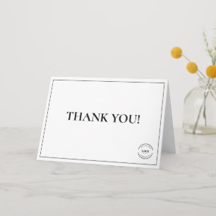 Simple Black White Company Logo Custom Thank You Card