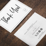 Simple Black White Company Logo Social Thank You<br><div class="desc">Express your gratitude with our Simple Black White Company Logo Social Thank You Card. This sleek and versatile flat card template allows you to personalize it with your company's logo and essential details, creating a professional and polished thank you gesture. Customize the card with your company's logo, website, and social...</div>