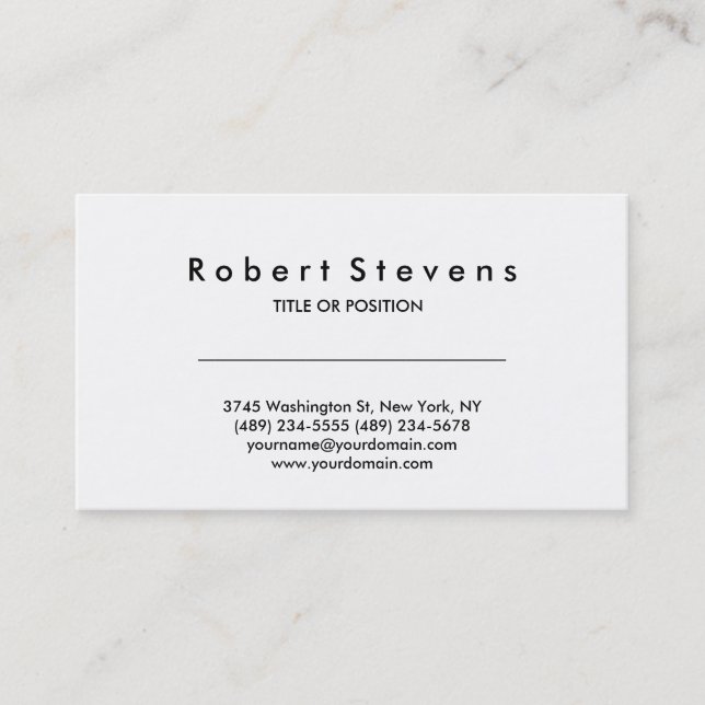 Simple Black White Consultant Business Card (Front)