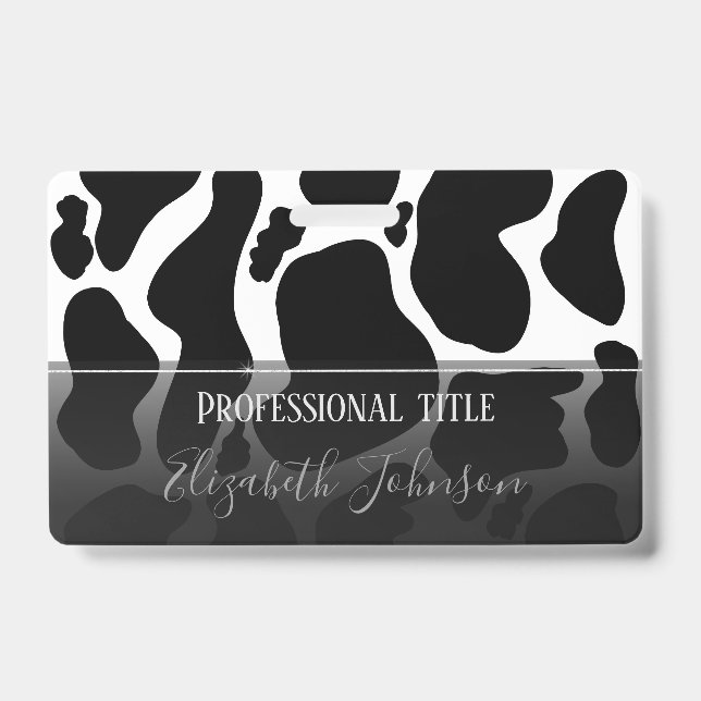 Simple Black white Cow Spots Animal Badge (Front)