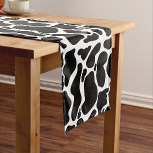 Simple Black white Cow Spots Animal Short Table Runner