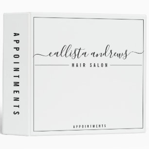 Simple Black White Cursive Appointment Book Binder