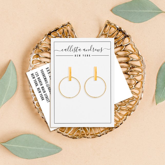 Simple Black White Cursive Earring Display Card (Creator Uploaded)