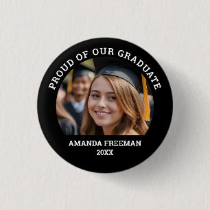 Simple Black & White Customized Photo Graduate 1 Inch Round Button