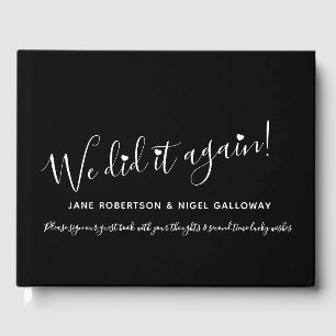 Simple black white customized remarried wedding guest book