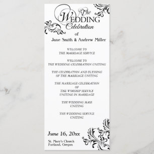Simple black & white damask Wedding Programs