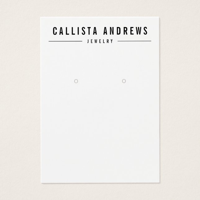 Simple Black White Earring Display Card (Front)