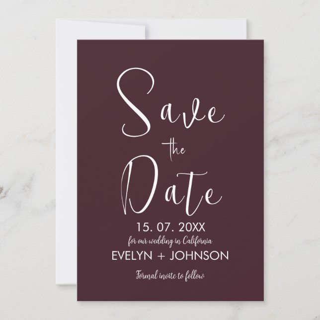Simple Black & White Elegant Minimalist Save The D Save The Date (Front)