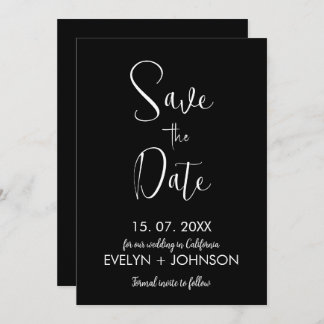 Simple Black & White Elegant Minimalist Save The Date