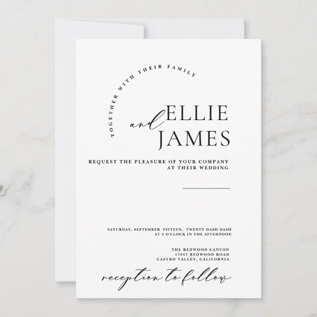 Simple Black&White Elegant Minimalist Typography Invitation (Front)