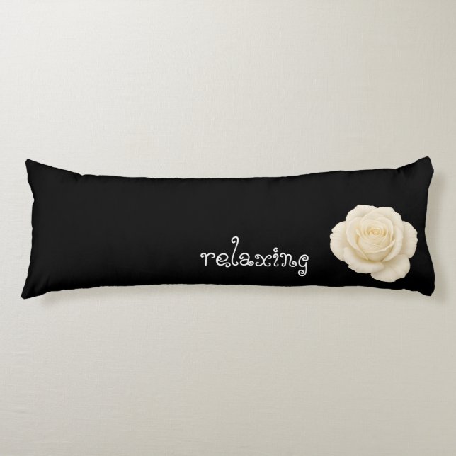 Simple Black & White Elegant Rose  Minimalist Body Pillow (Front)