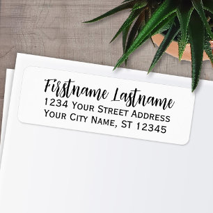 Simple Black White Elegant Script - Return Address