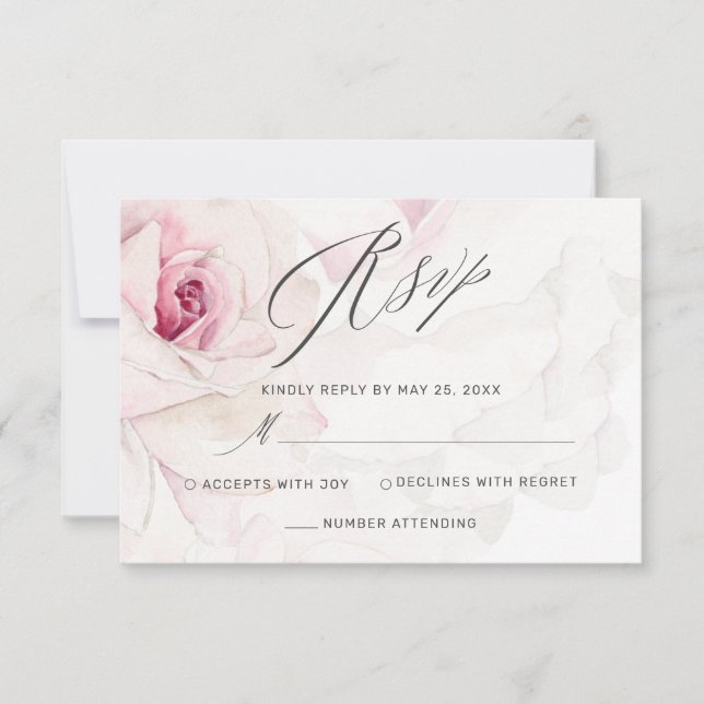 Simple Black White Elegant Script Wedding RSVP Card (Front)