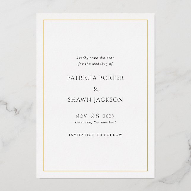 Simple Black White Elegant Wedding Save the Date (Front)