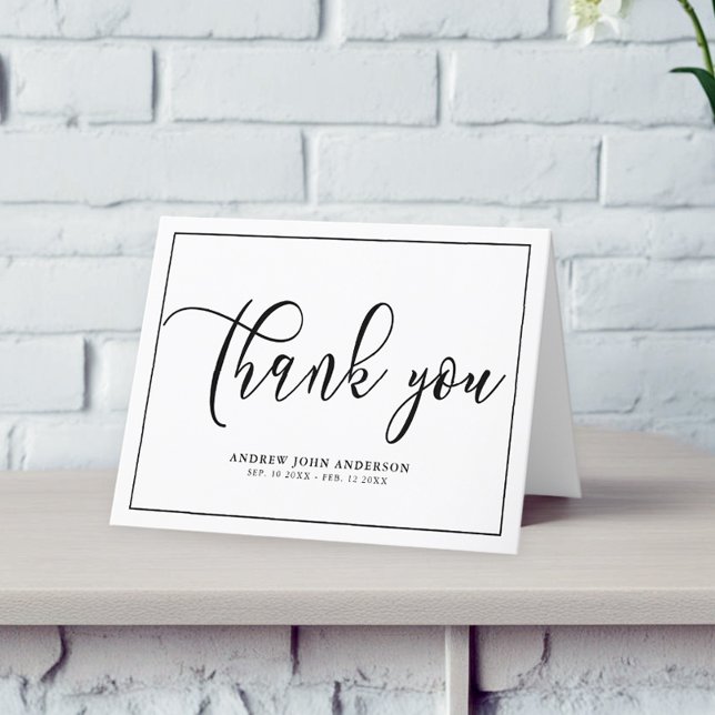 Simple Black & White Funeral Thank You Card (Creator Uploaded)