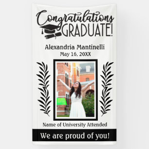 Simple Black &White Graduation One Photo Vertical Banner