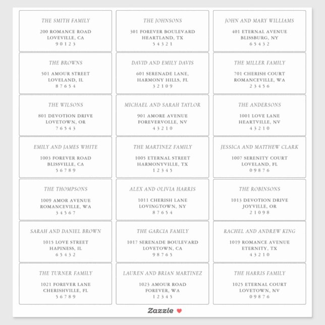 Simple Black & White Guest Address Labels (Sheet)
