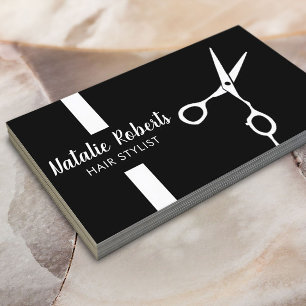 Simple Black & White Hair Stylist Business Card
