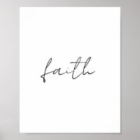 Simple Black White Hand Written Faith Art