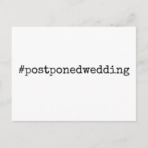 Simple Black & White Hashtag Postponed Wedding Postcard