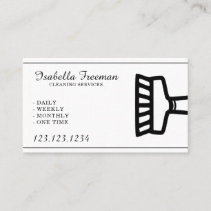 Simple Black & White Housekeeper Cleaning Service Business Card