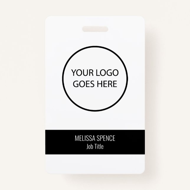 Simple Black White ID Employee Logo Security Badge (Front)