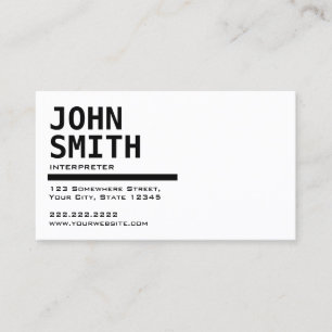 Simple Black & White Interpreter Business Card