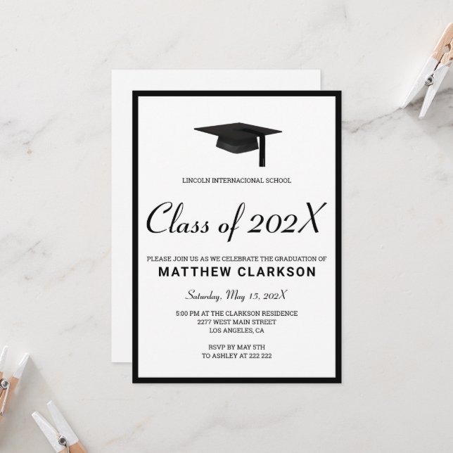 Simple Black & White Invitation (Front/Back In Situ)