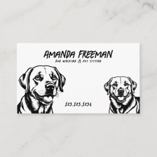 Simple Black & White Labrador Art Dog Walking Business Card
