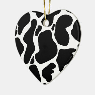 Simple Black & white Large cow spots Animal print Ceramic Ornament