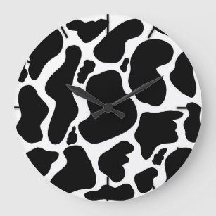 Simple Black & white Large cow spots Animal print Large Clock