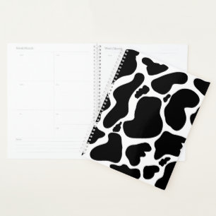 Simple Black & white Large cow spots Animal print Planner