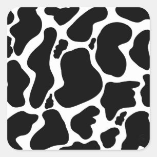 Simple Black & white Large cow spots Animal print Square Sticker