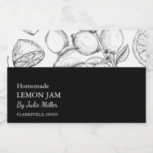 Simple Black & White Lemon Jam Label