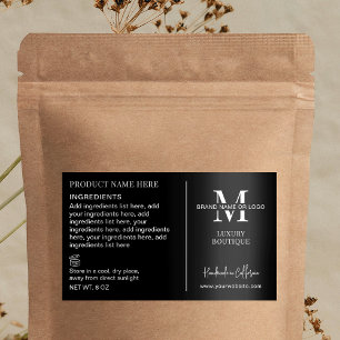 Simple Black & White Logo Product Ingredients Sticker