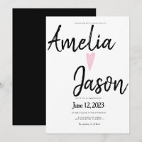 Simple Black White Marker Script Heart Wedding